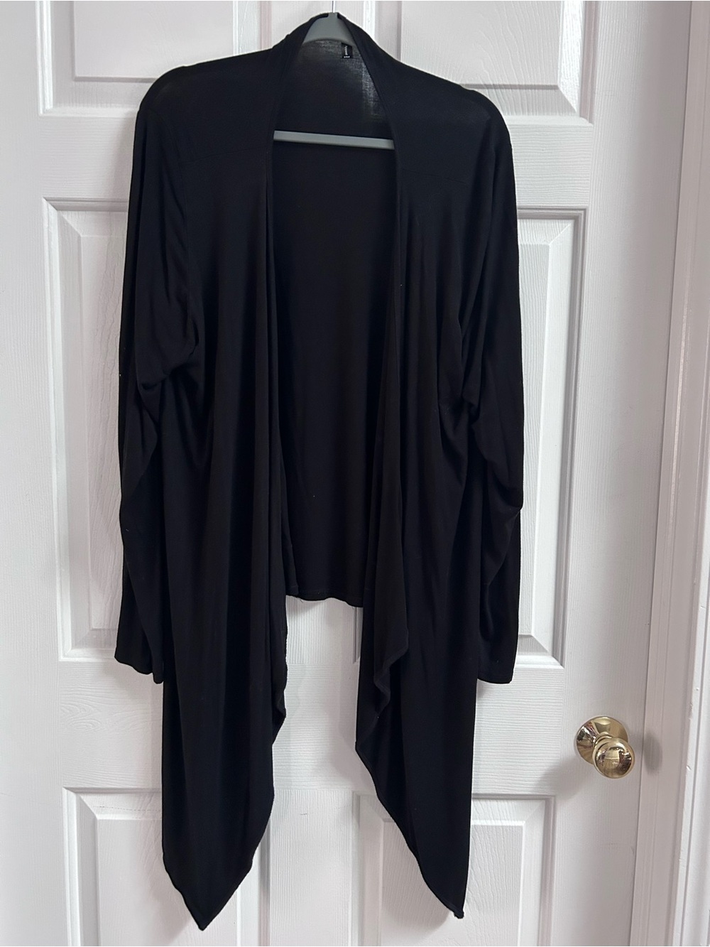 Women's Black Open-Front Drape Cardigan